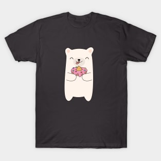 Cute Polar Bear Eating A Donut T-Shirt T-Shirt